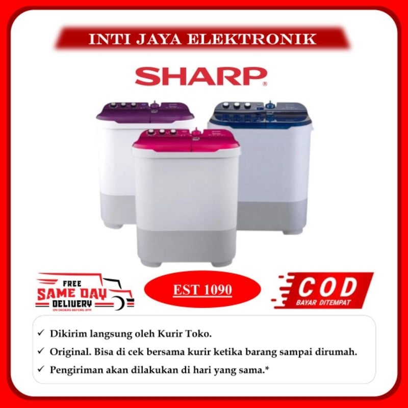 MESIN CUCI SHARP 10 KG ES-T1090 2 TABUNG 10KG EST 1090 EST1090