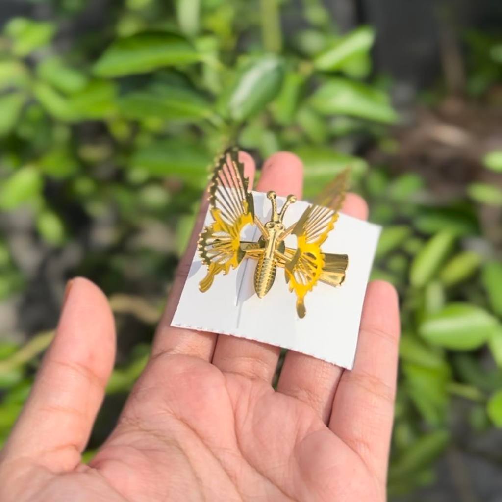 KUPU-KUPU VIRAL Jepit Aksesoris Udeng Kupu Bergerak Gold Silver Emas