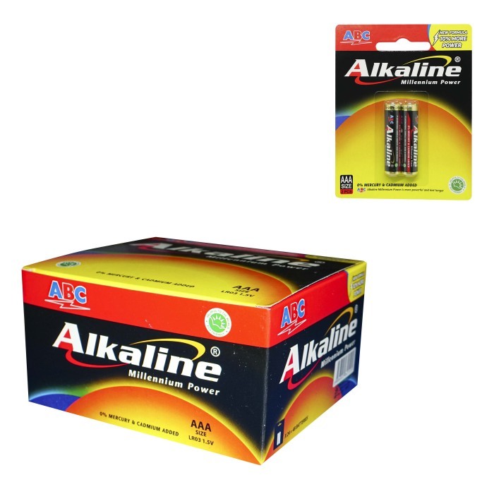 BATERAI ABC ALKALINE AAA BATERAI A3 LR 3 ISI 2 ( 24 HGR= 48 BIJI)