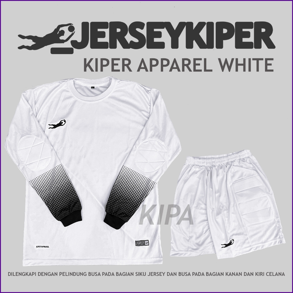 Jersey Kiper / GK / Baju Kiper Apparel White Full Busa SATU STEL