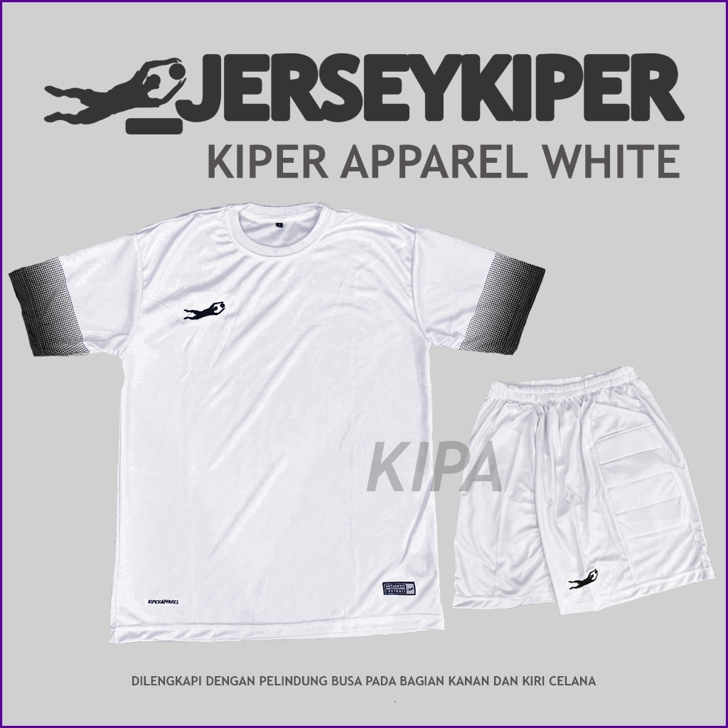 Jersey Kiper / GK / Baju Kiper Apparel White Short Sleeve Full Busa SATU STEL
