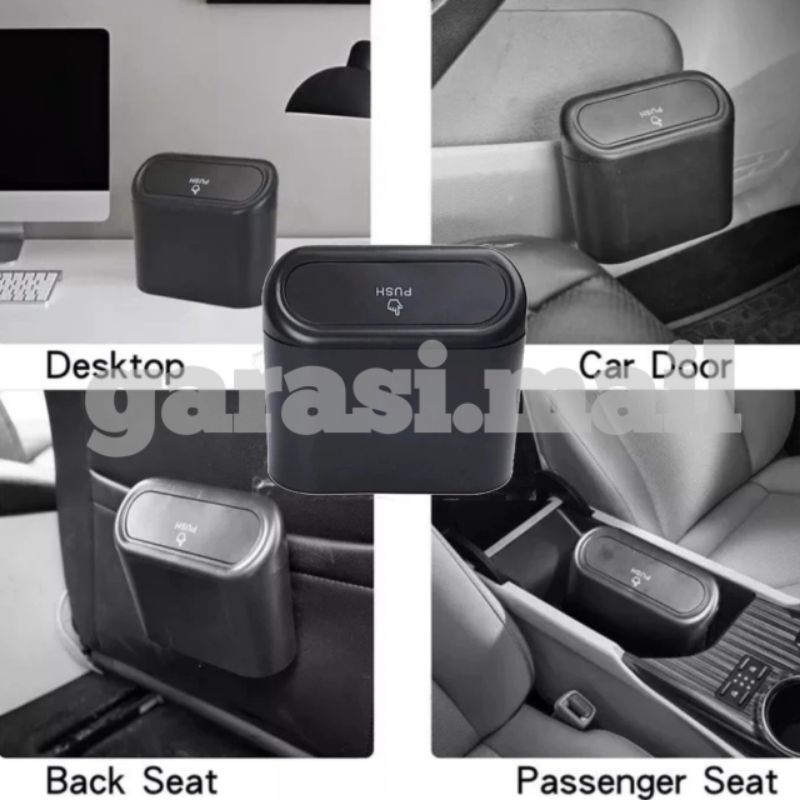 Tempat Sampah Mobil Gantung Model Push Portable Trash Bin Minimalis Wadah Box Tong Tisu Plastik Avan