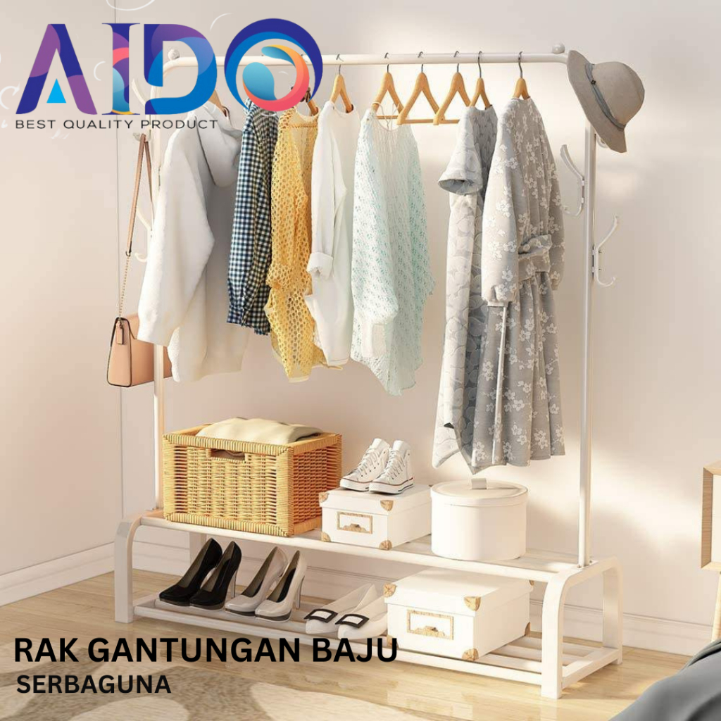 RAK GANTUNGAN BAJU SERBAGUNA DOUBLE Rod Rack dan SINGLE Rod Rack Rak Baju Serbaguna Gantungan Laundr