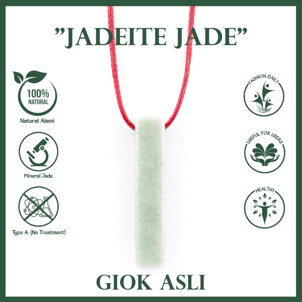 Liontin Batu Giok Asli Natural Jadeite Jade Hijau