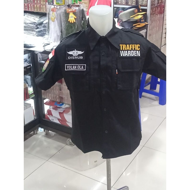 BAJU SATGAS 511 WARNA HITAM LOGO DISHUB Bordiran Lengan pendek dan lengan panjang