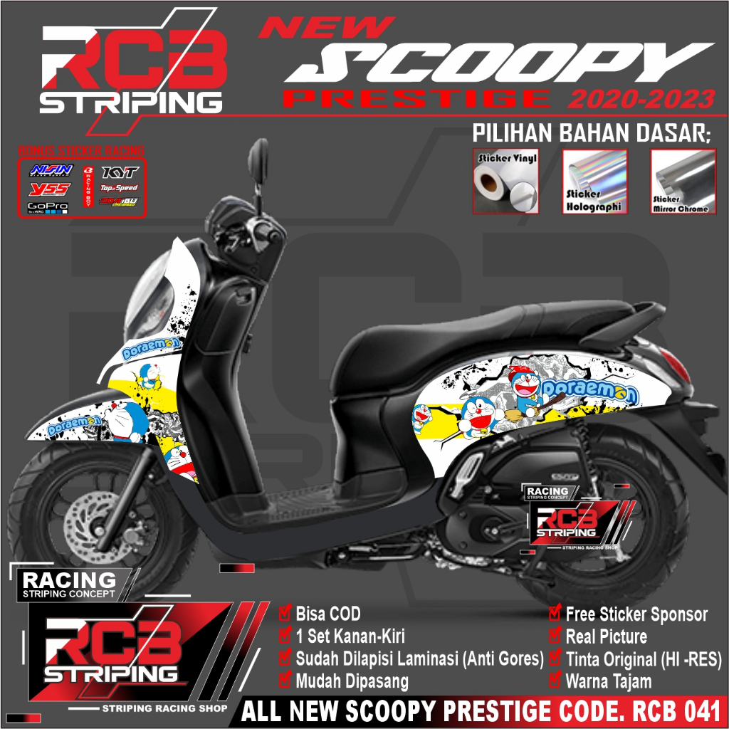 STRIPING SCOOPY NEW PRESTIGE-2020 2022 MOTIF DORAEMON SCOOPY PRESTIGE RCB 041