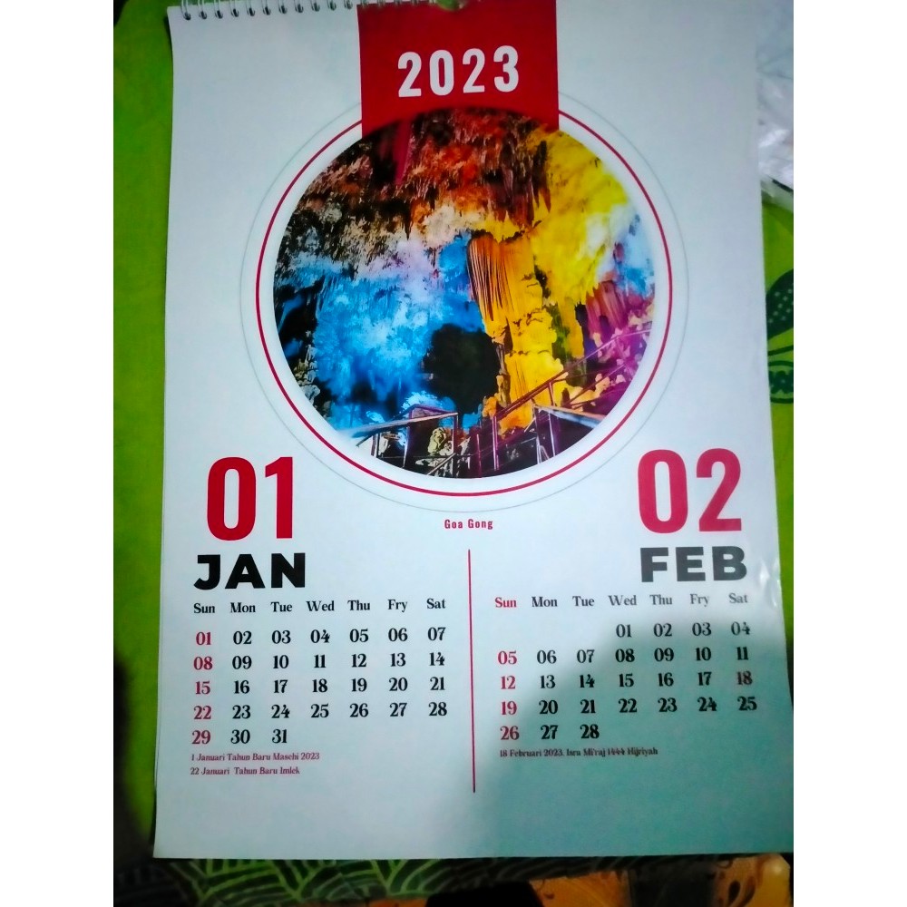

KALENDER DWIBULAN 6LBR FULL WARNA 38 X 53 KLEP SENG BAHAN HVS 80 GSM