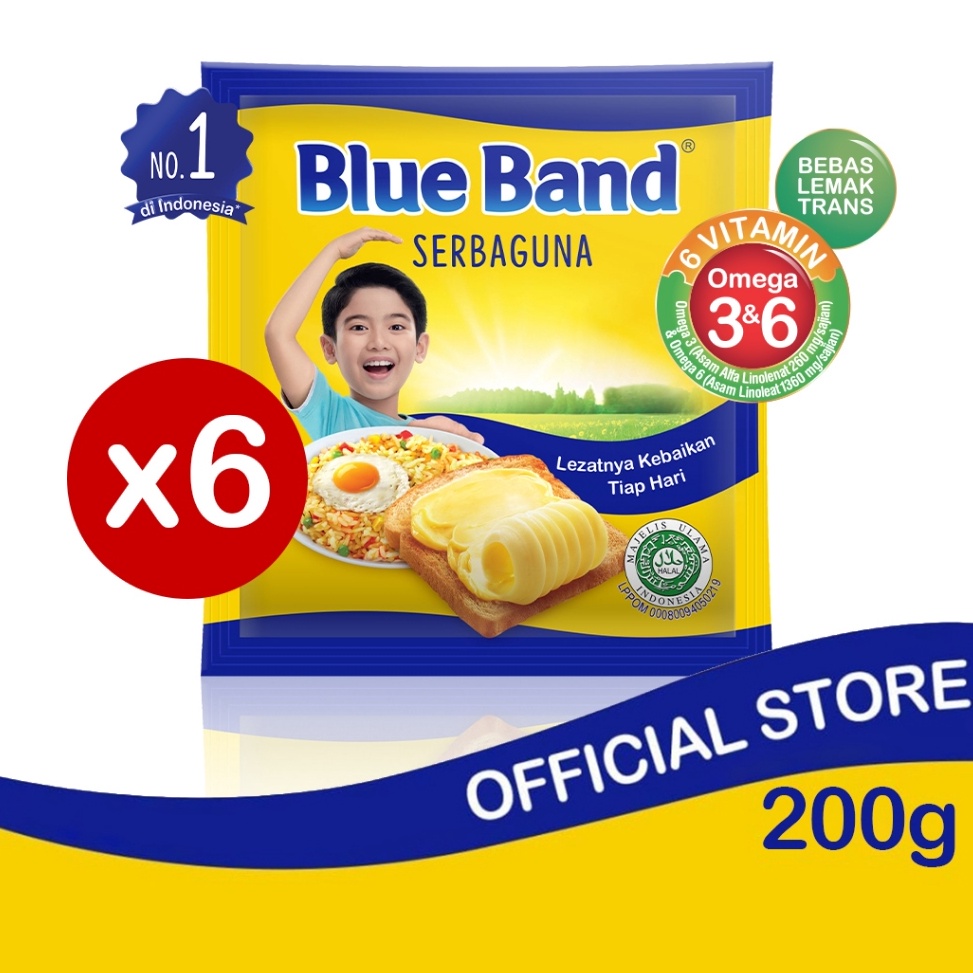 

[COD RP85] Blue Band Serbaguna Margarin Masak (6 x 200 gr) Model #Terbaru (⌒