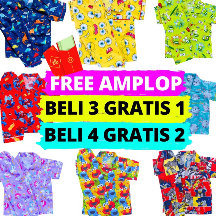 [KODE KAYGG] (FREE AMPLOP) BELI 3 GRATIS 1 50 RIBU PIYAMA ANAK BAYI SAMPAI REMAJA