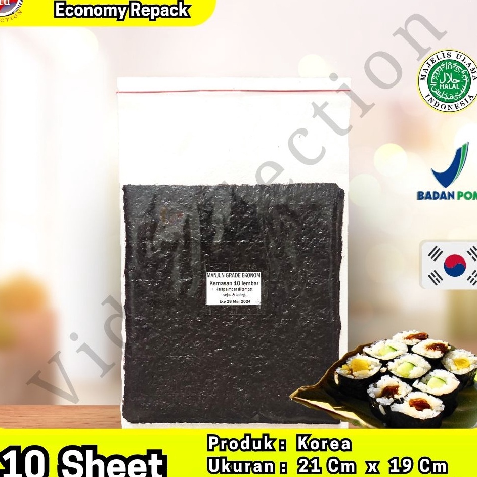 

[KODE FLKHW] Manjun Yaki Nori Sushi Seaweed 100% Asli Korea Rumput Laut Kemasan Repack