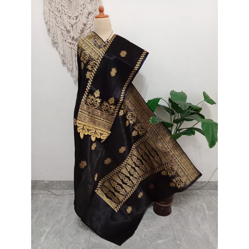 Songket silungkang full kristal premium hitam gold
