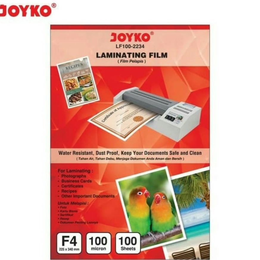 

B!g Sale PLASTIK LAMINATING JOYKO F4 MICRON LF100 2234 HARGA 10 Lembar [146]