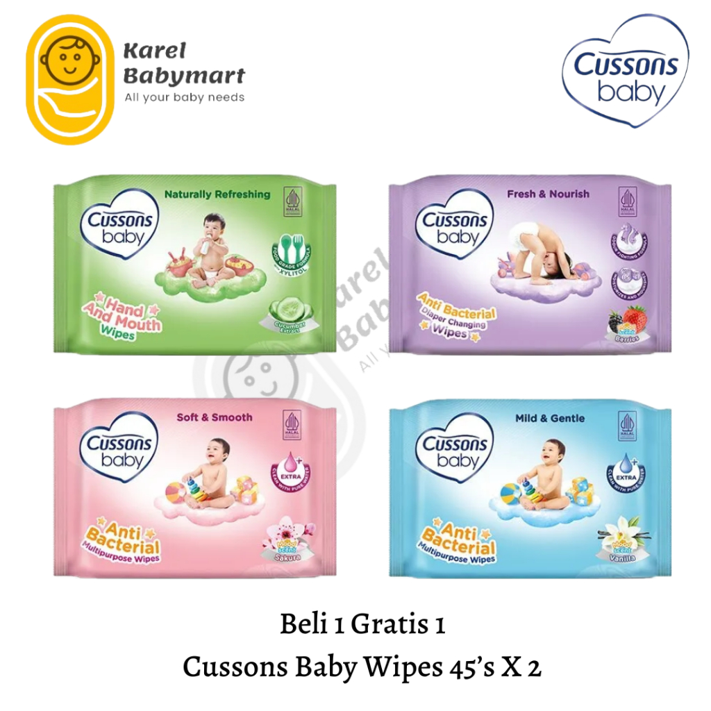 Karelmart - Cussons Baby Wipes 50's+50's (Beli 1 Gratis 1) / Cussons Tisu Tissue Basah Bayi Ungu Bir
