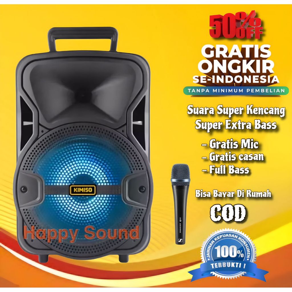 SPEAKER BLUETOOTH KARAOKE FULL BASS UKURAN JUMBO BONUS MIC / SALON AKTIF SPIKER BESAR PORTABLE SUBWO