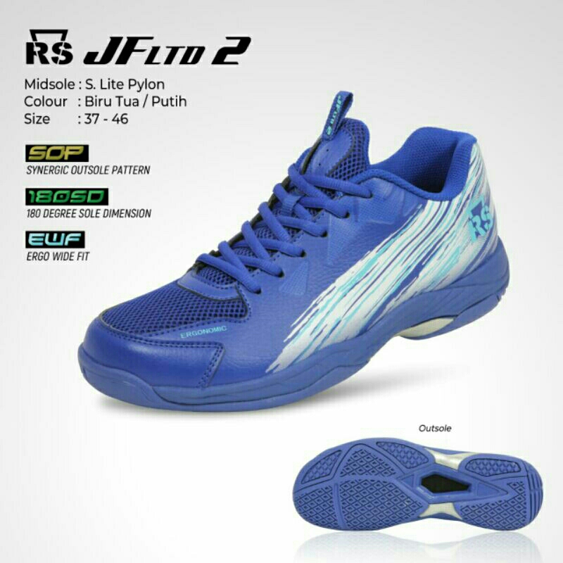 Sepatu Badminton Bulutangkis RS Jeffer Ltd 2 Dijamin Original Official Reinforce Speed