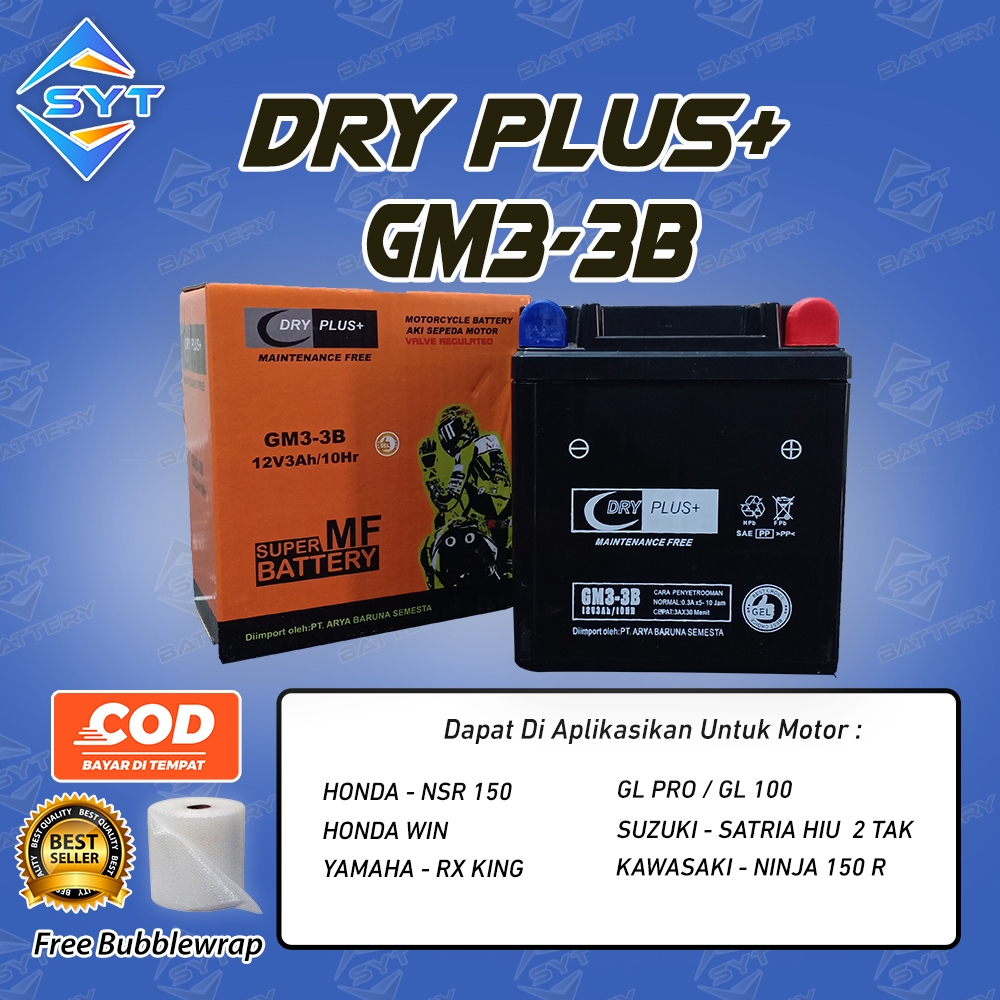 Aki Motor Yamaha RX King, Satria Hiu, Honda Win, GL100 GM3-3B Aki Kering MF