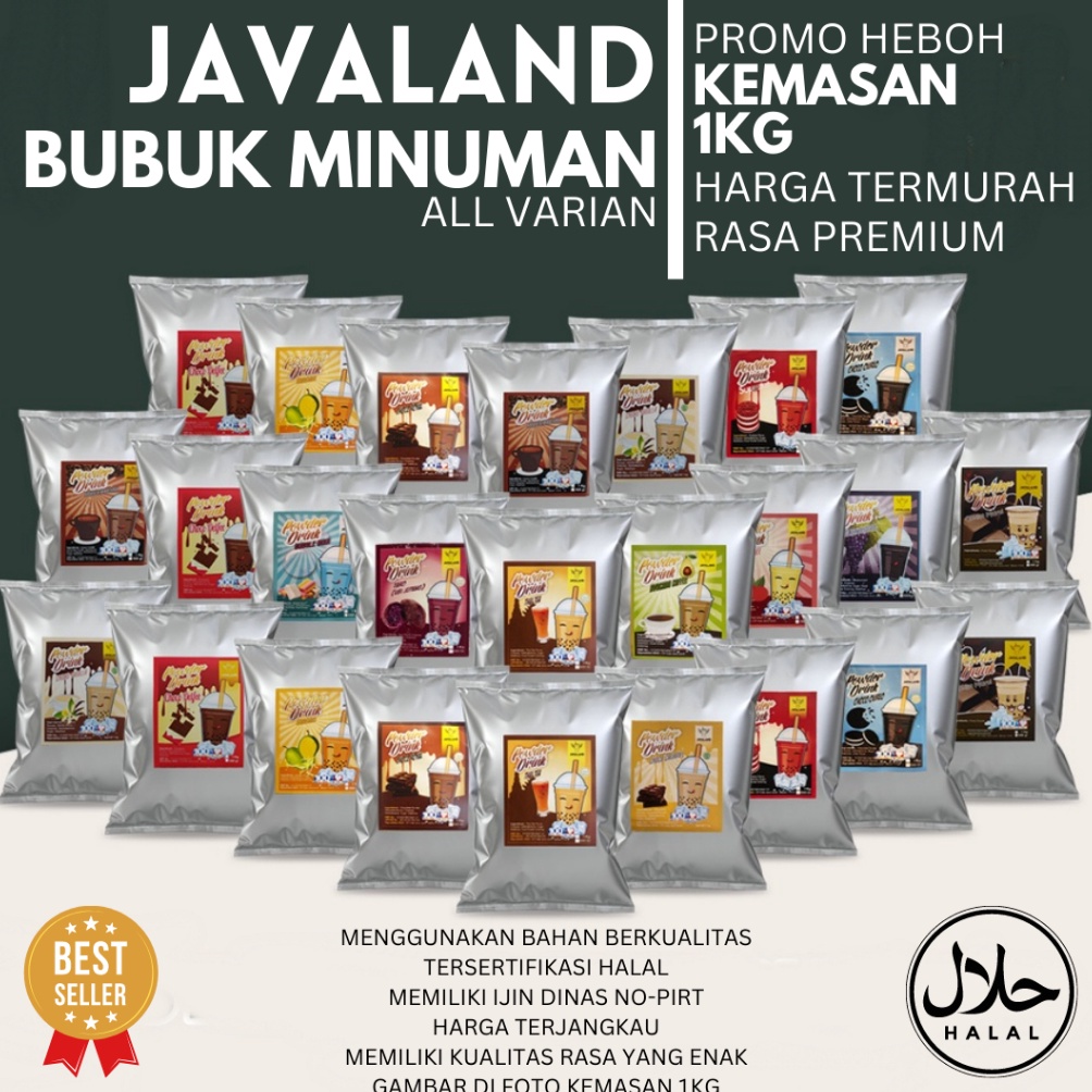 

[☮V34/] Javaland Mix Bubuk Minuman Boba Kekinian Aneka 1kg Langsung proses