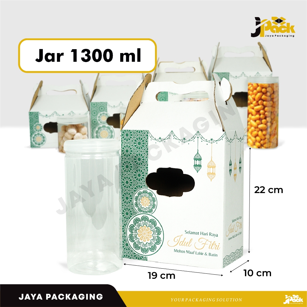 

Box Jar 19x10x22 JAR 1300 ml Isi 2 Toples Bulat Box/Kardus/packing/kemasan/Kue Kering/kukerJar/Jar1300ml/hampers/idul fitri/Iedmubarak/Jar1300gr/tinggi22