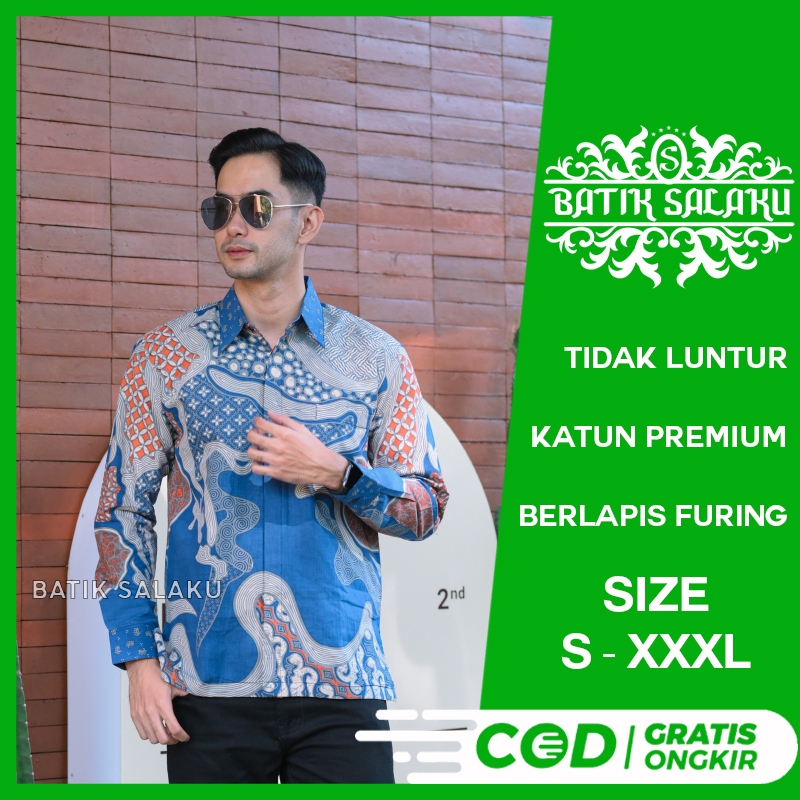 Kemeja Batik Pria Lengan Panjang 14 Baju BATIK SALAKU Premium Cocok Untuk Pesta Kantor Kondangan Lam
