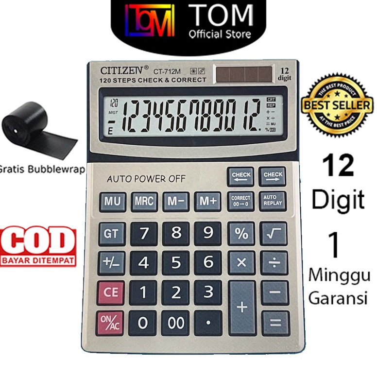 

Baru.. Kalkulator CT-712M 12 Digit - Calculator Check Dual 2 Power Z9N