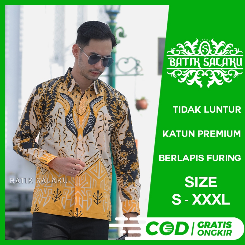 Kemeja Batik Pria Lengan Panjang 30 Baju BATIK SALAKU Premium Cocok Untuk Pesta Kantor Kondangan Lam