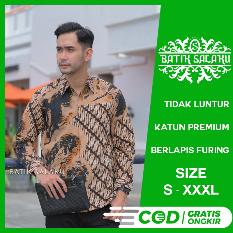 Kemeja Batik Pria Lengan Panjang 32 Baju BATIK SALAKU Premium Cocok Untuk Pesta Kantor Kondangan Lam