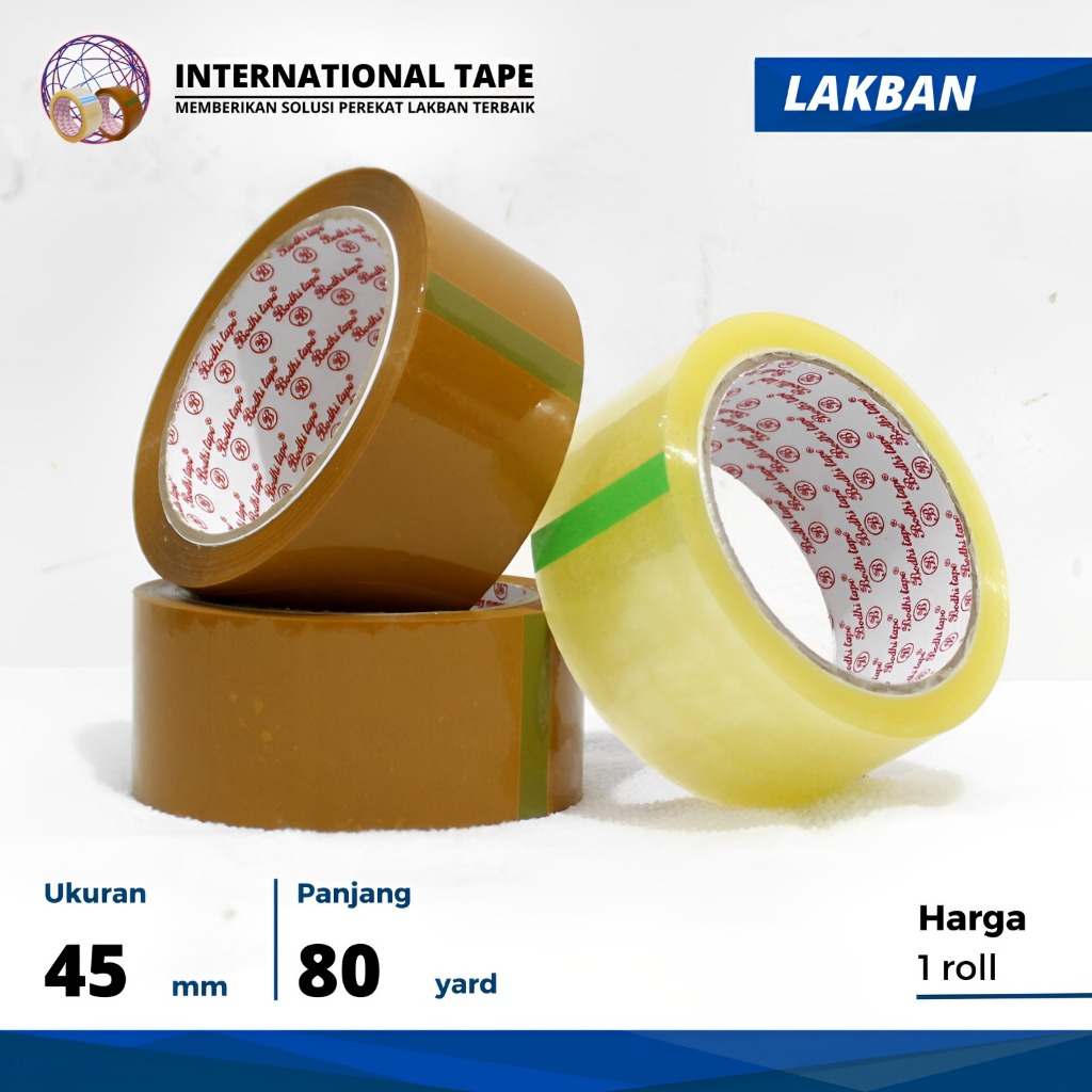 

LAKBAN OPP BODHI " bening coklat 45mm x 80yard TAPE "PERPCS