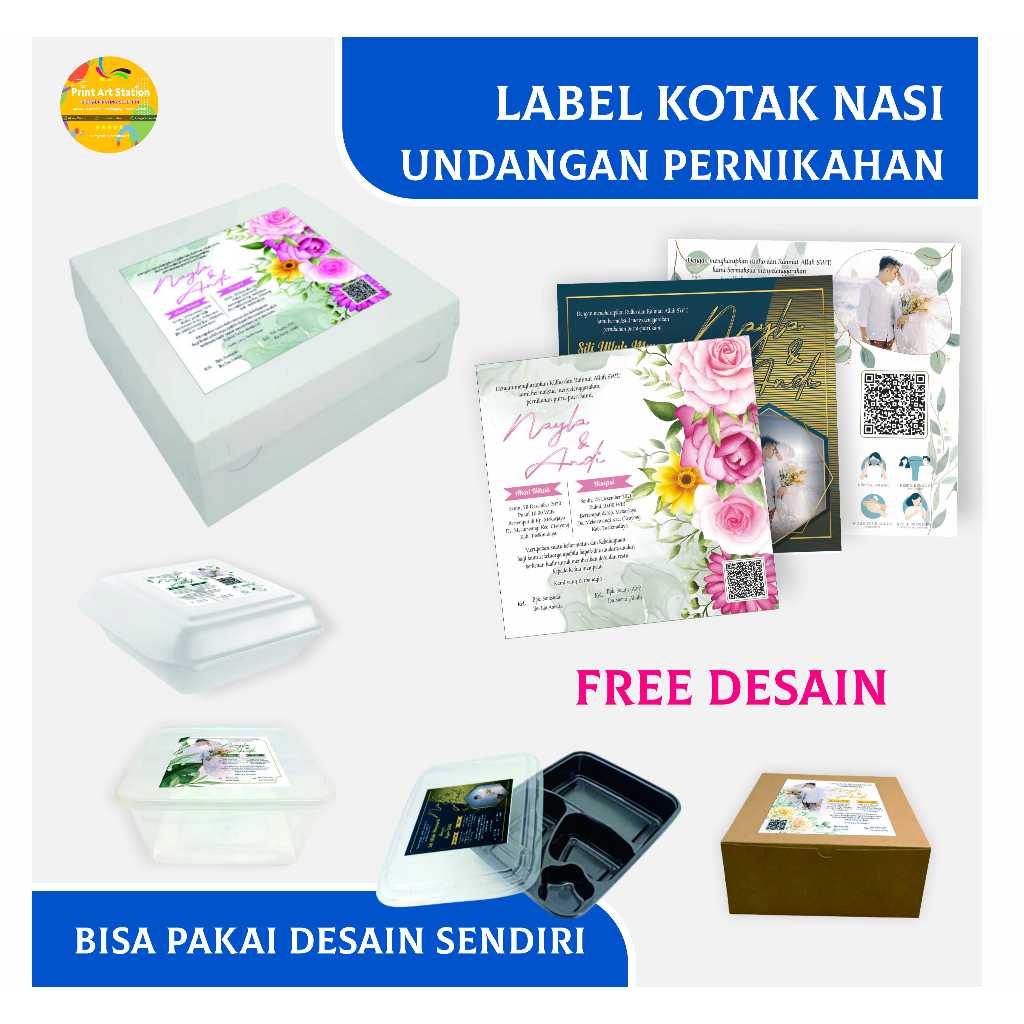 

Label kotak nasi undangan pernikahan free desain custom