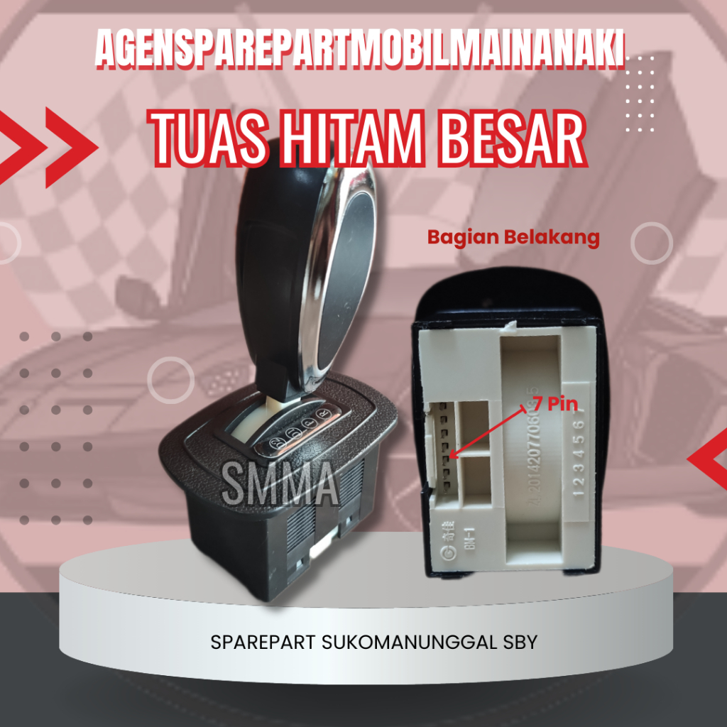 SMMA || TUAS HITAM BESAR SOKET 7 HANDLE TUAS MOBIL MAINAN AKI ANAK REMOT CONTROL
