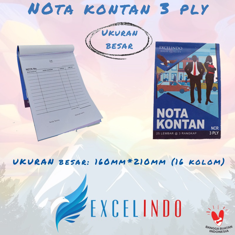 

Nota Kontan 3 ply NCR UKURAN BESAR (160mm*210mm) merk Excelindo