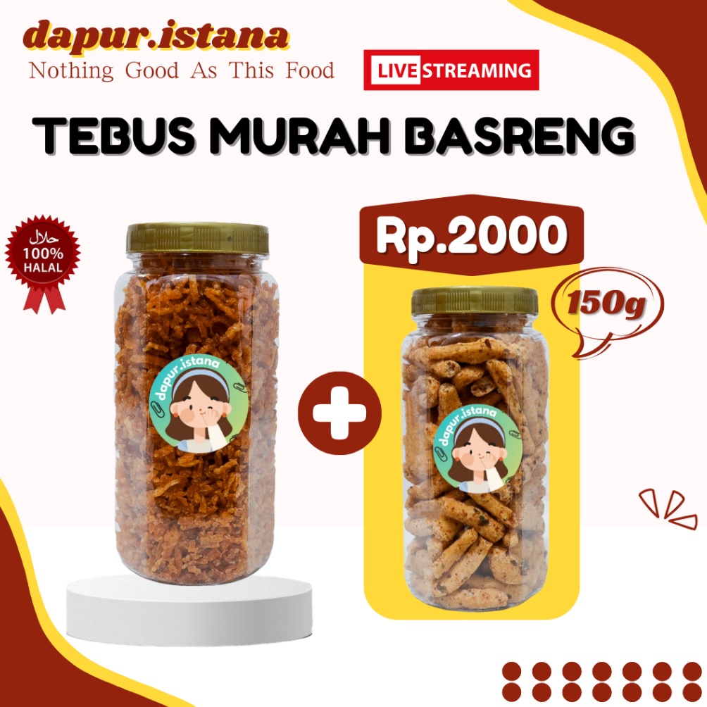 

[☯Y78(] ( HANYA DILIVE ) TEBUS MURAH BASRENG 2000 / kentang Mustofa kering goreng / makanan ringan kemasan Toples / lauk makan Promo Semangat