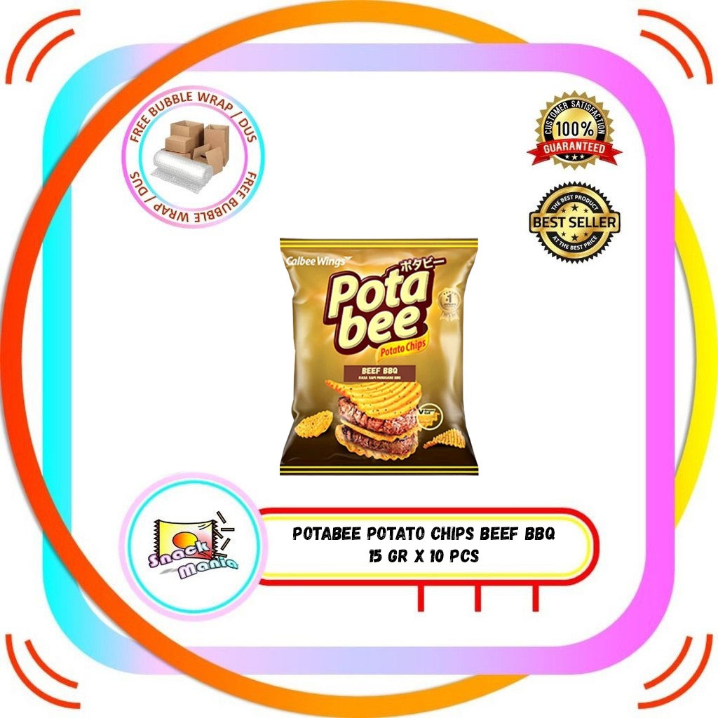 

Potabee Potato Chips BEEF BBQ 15 gr x 10 pcs Renceng Keripik Kentang