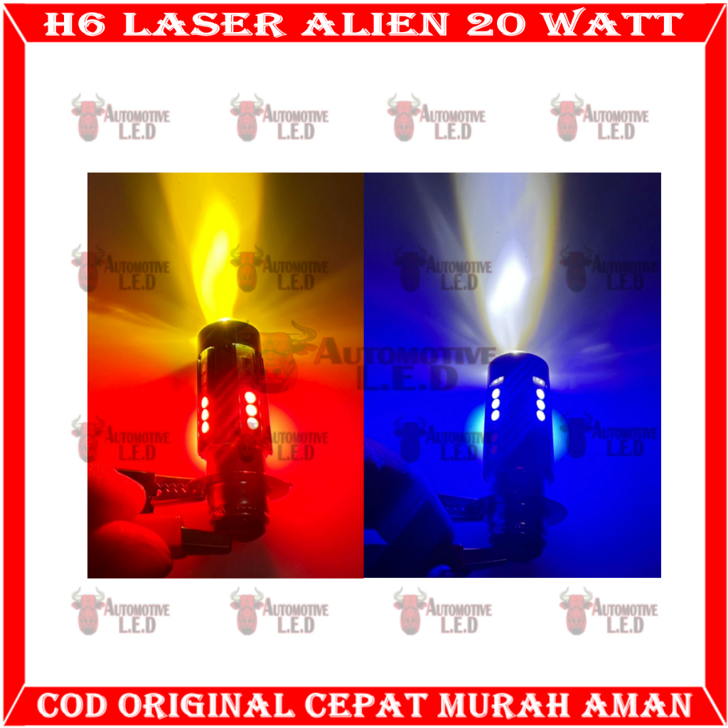 ORIGINAL LAMPU UTAMA MOTOR H6 LASER 30 LED ALIEN H6 LED LASER 2 WARNA HI / LOO 20 WATT | BOHLAM LED H6 | LAMPU MOTOR H6 LED LASER