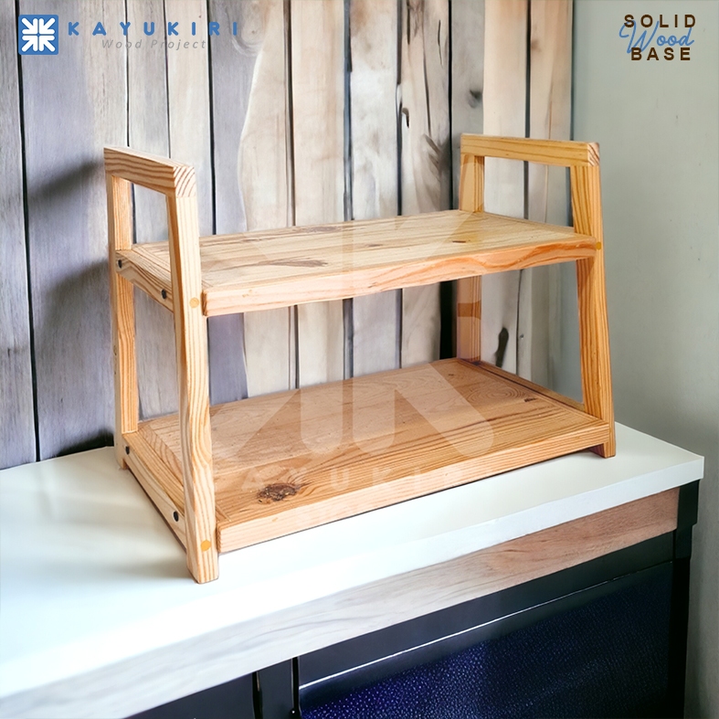 Rak Serbaguna Kayu / Rak Meja / Rak Dapur / 2 Susun / Jati Belanda Pinus