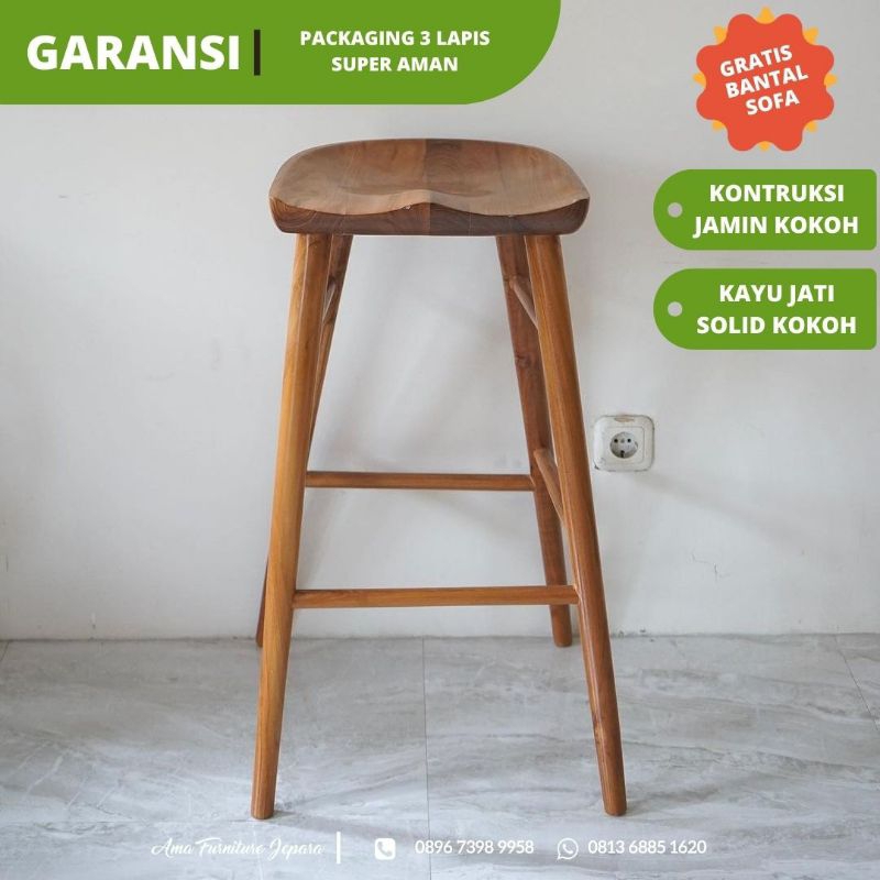 KURSI BAR DAUN KAYU JATI, KURSI BAR STOOL, BAR STOOL JATI SOLID BERKUALITAS