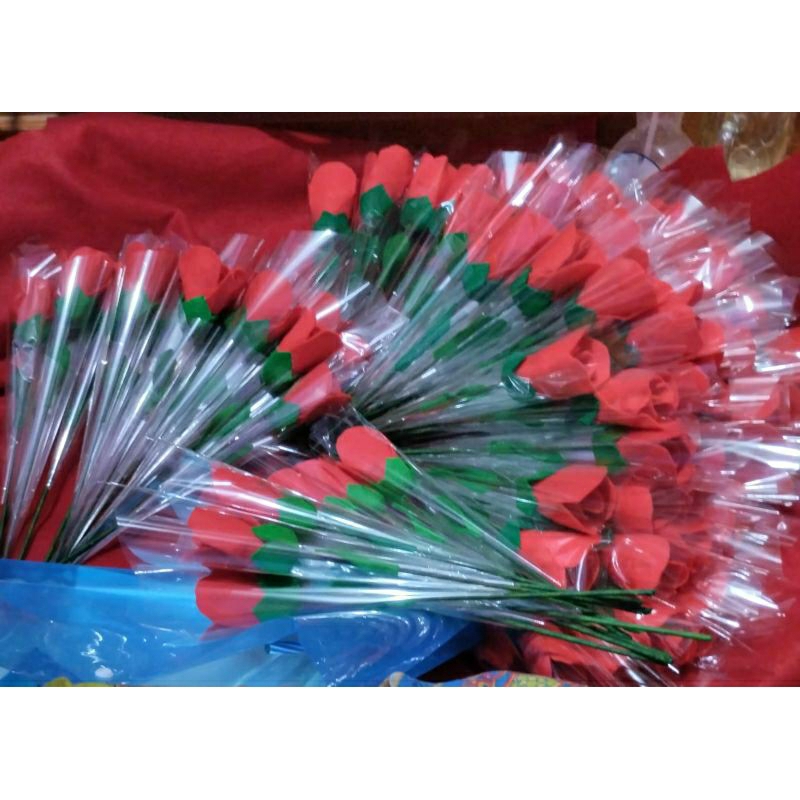 Bunga mawar flanel bungkus plastik