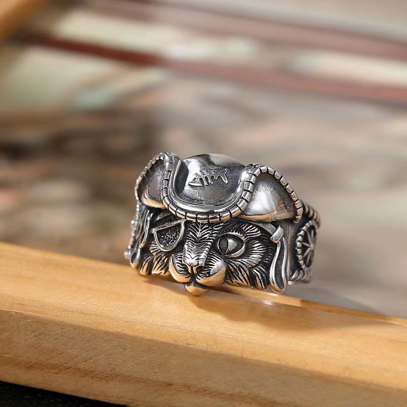 Cincin Kucing Bajak Laut S925 Perak Sterling / Aksesoris Fashion Jewelry Cincin Pria Biker Motif Kuc