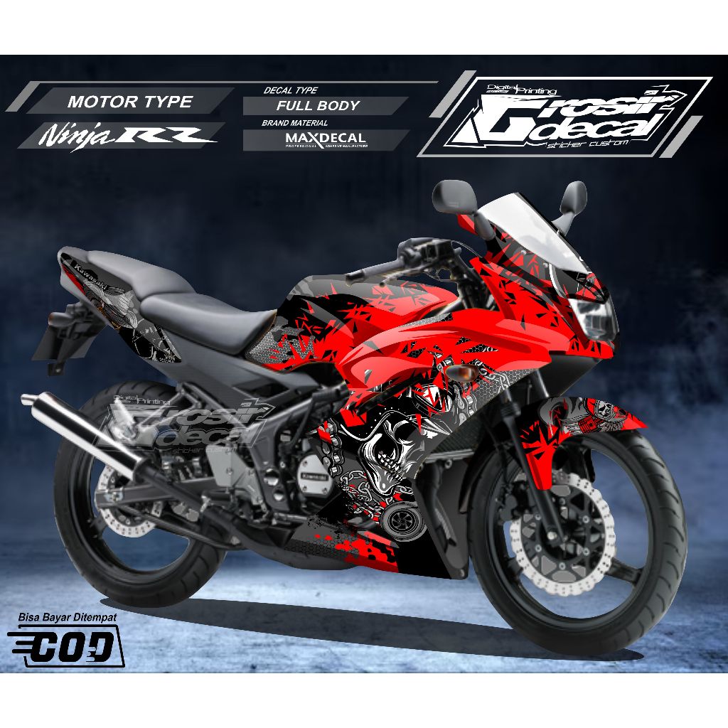 Decal Sticker Ninja 150 RR New Super Kips Merah Keren Full body Bebas Reques