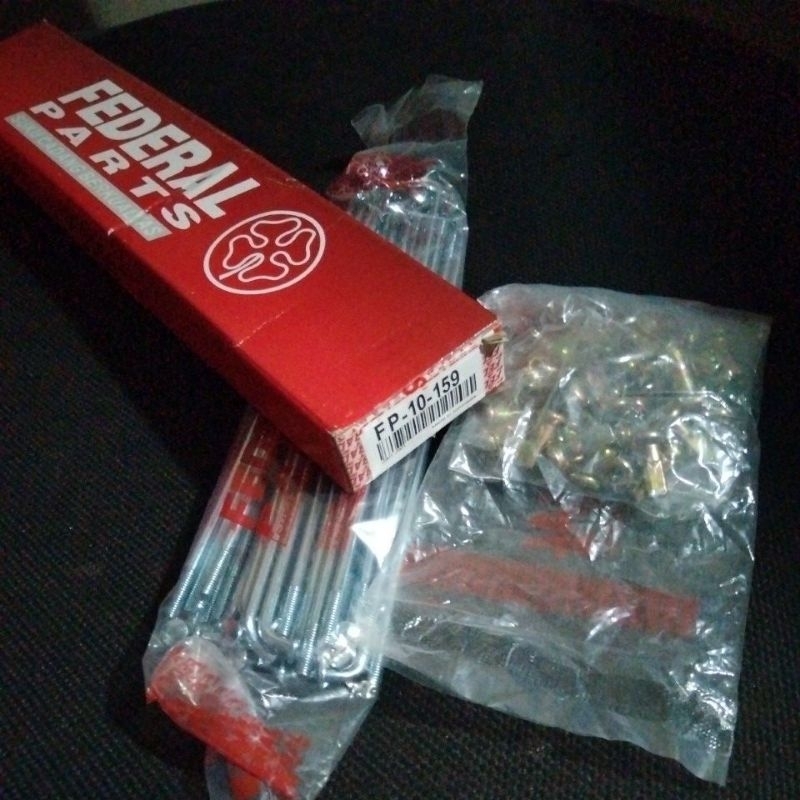 Jari Jari Ruji Jeruji Spoke Set FEDERAL FP-10x159 10x159 10 159 Pelk Pelek Velg Veleg Tromol Depan B