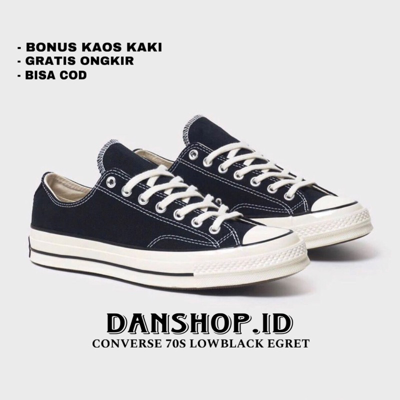 Sepatu Converse 70s Low Black Egret Pria Wanita Grade Original Vietnam