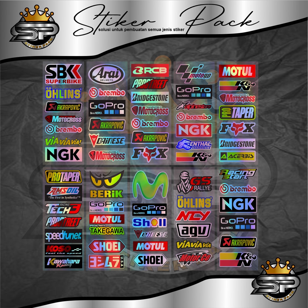 Stiker racing stiker logo logo racing stiker pack 1set stiker motor racing keren