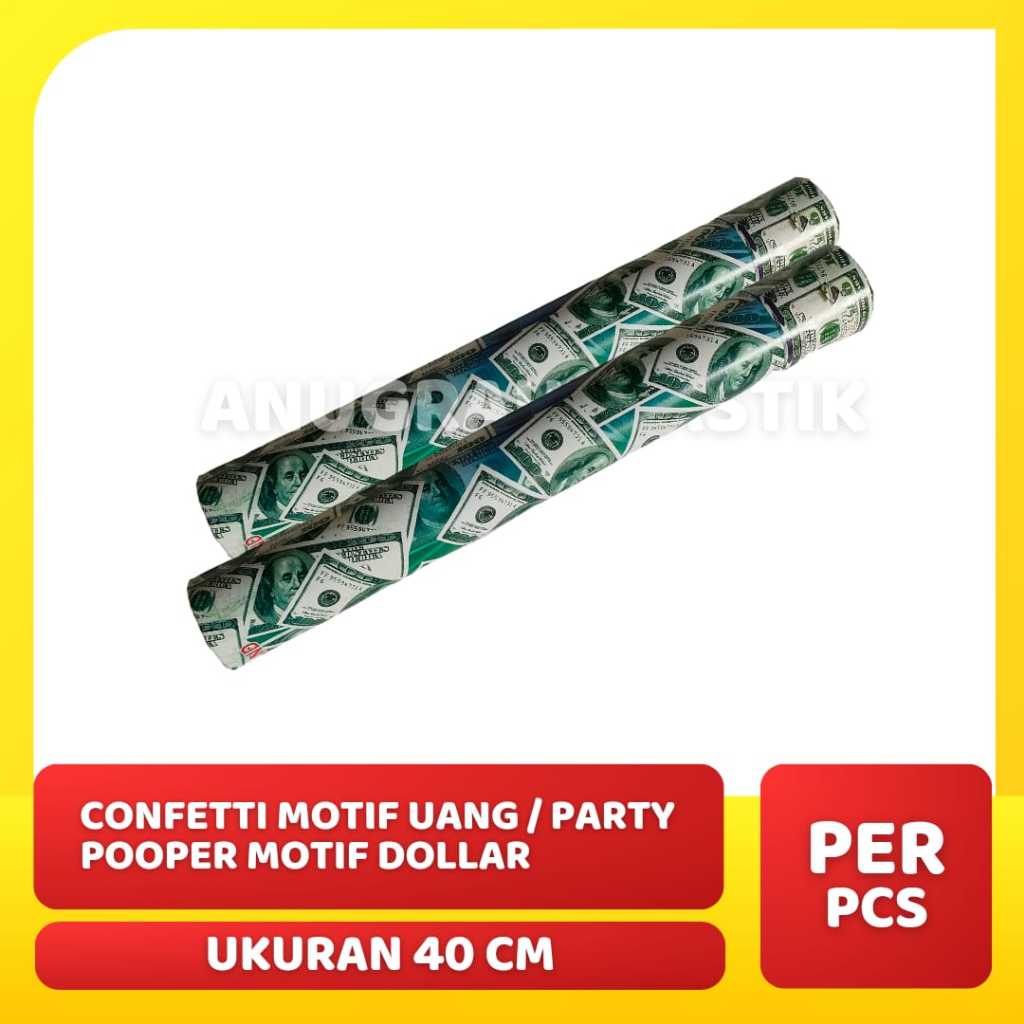 Confetti motif Uang uk 40 dan 50 cm / Party popper motif Dollar / Popper Party Ultah ,weding