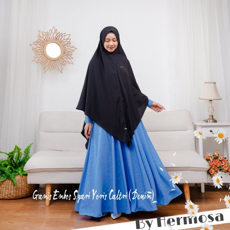 GAMIS EMBOS SYARI GAMIS YORIS CALTRI (biru denim)