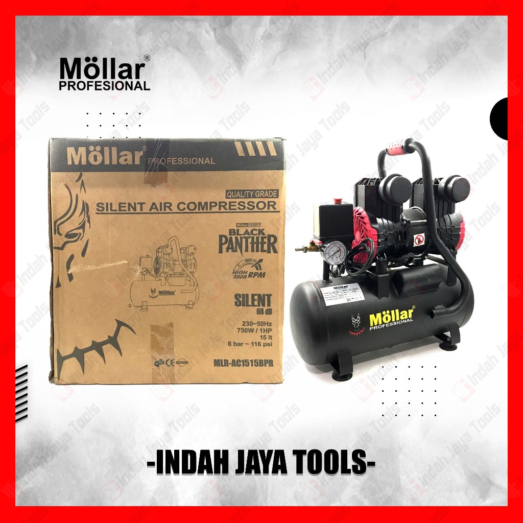 MOLLAR AC1515BP-R Kompresor Angin SILENT 1 HP 15 Liter Oilless Oiless