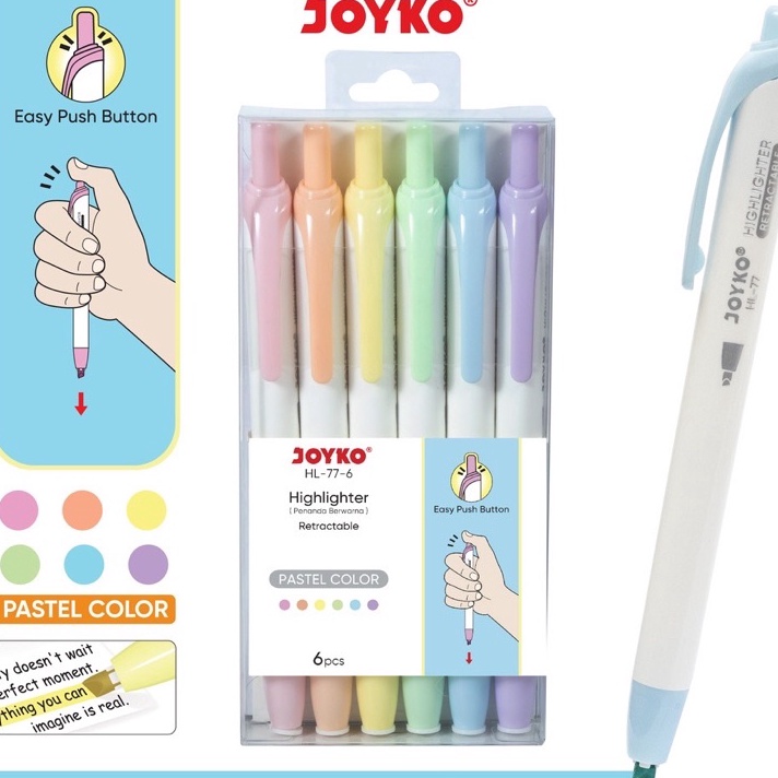 

Model Terkini (PERSET) Penanda Berwarna Highlighter Joyko HL-77-6 Warna Pastel Color