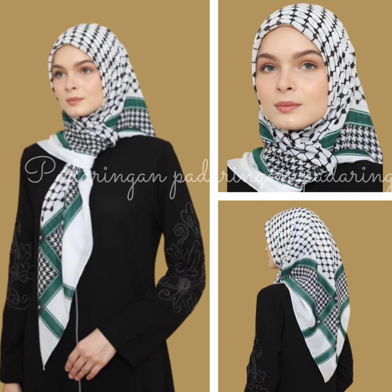 hijab segi empat Palestina motif sorban | jilban Palestina | jilbab segi empat | kerudung segi empat