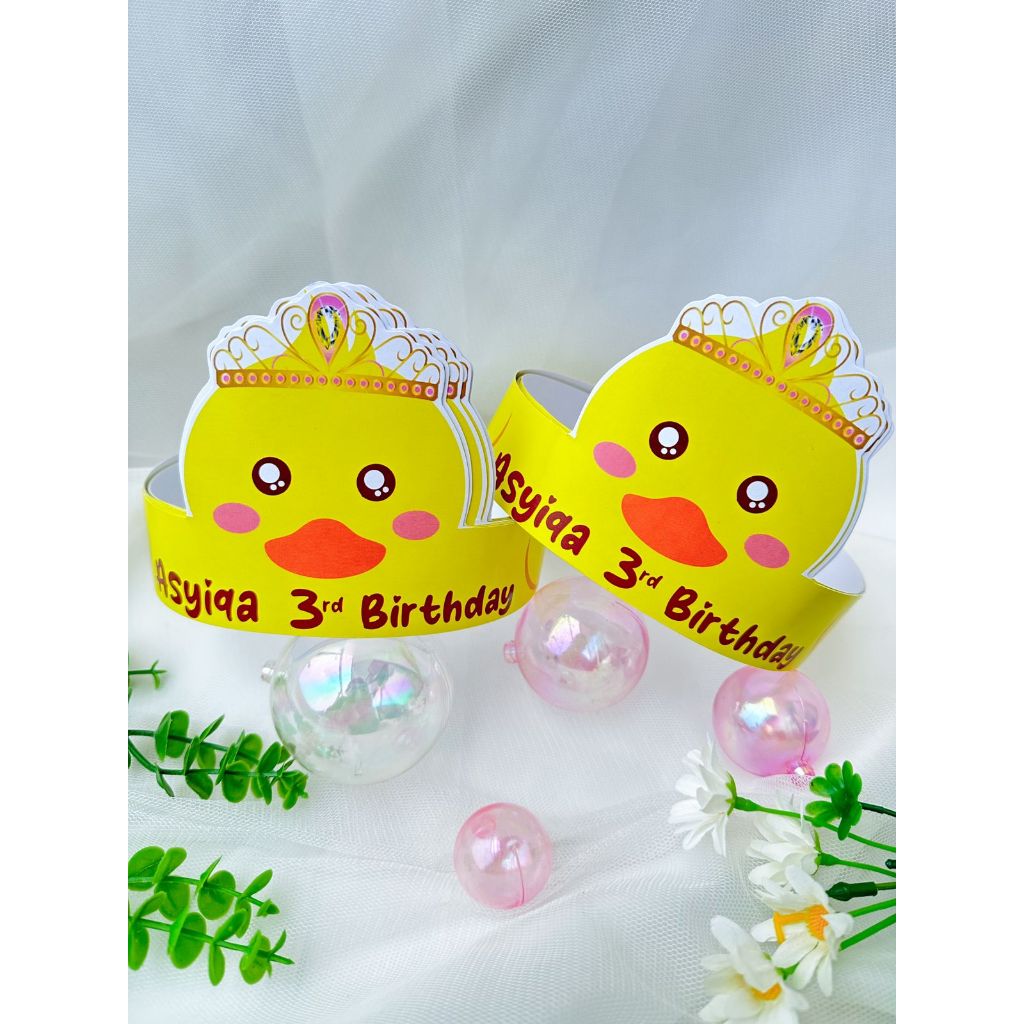 Bebek Duck Party Topi Ulang Tahun Anak / Hiasan Kepala Birthday Party