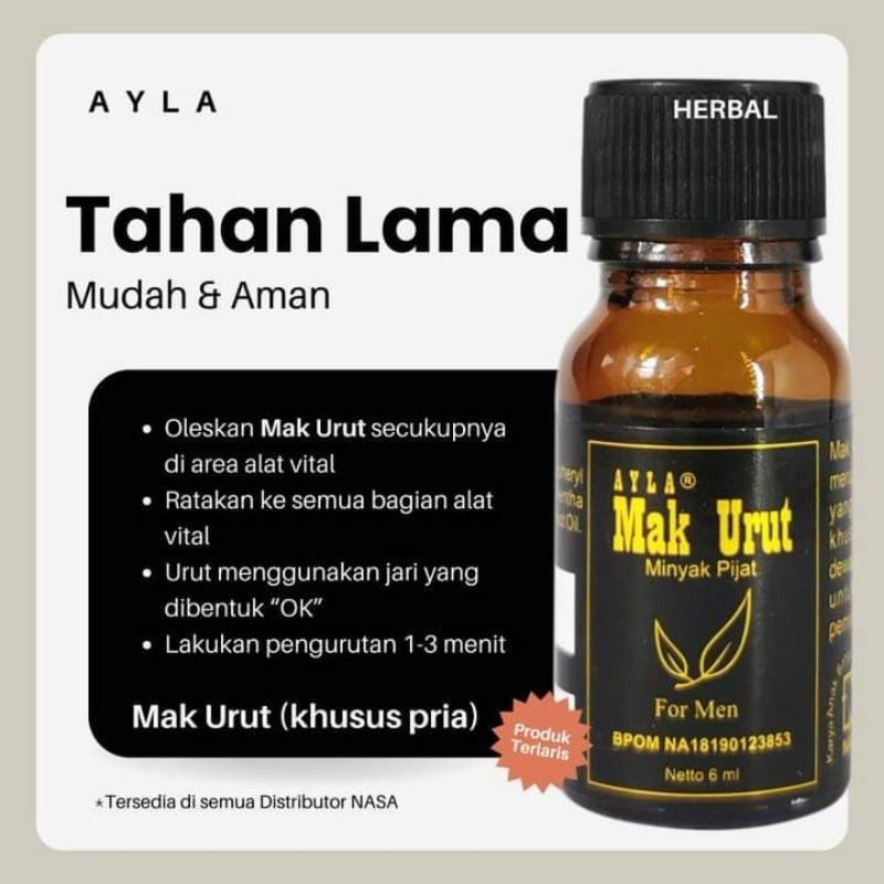 ayla mak urut nasa 100% ori minyak urut for men  untuk memperbesar alat vital dan tahan lama