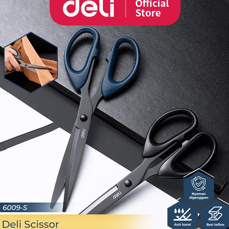 

[KODE P0VTU] Deli Scissor / Gunting Lapis Teflon Anti Karat Nyaman Digenggam 6009-S