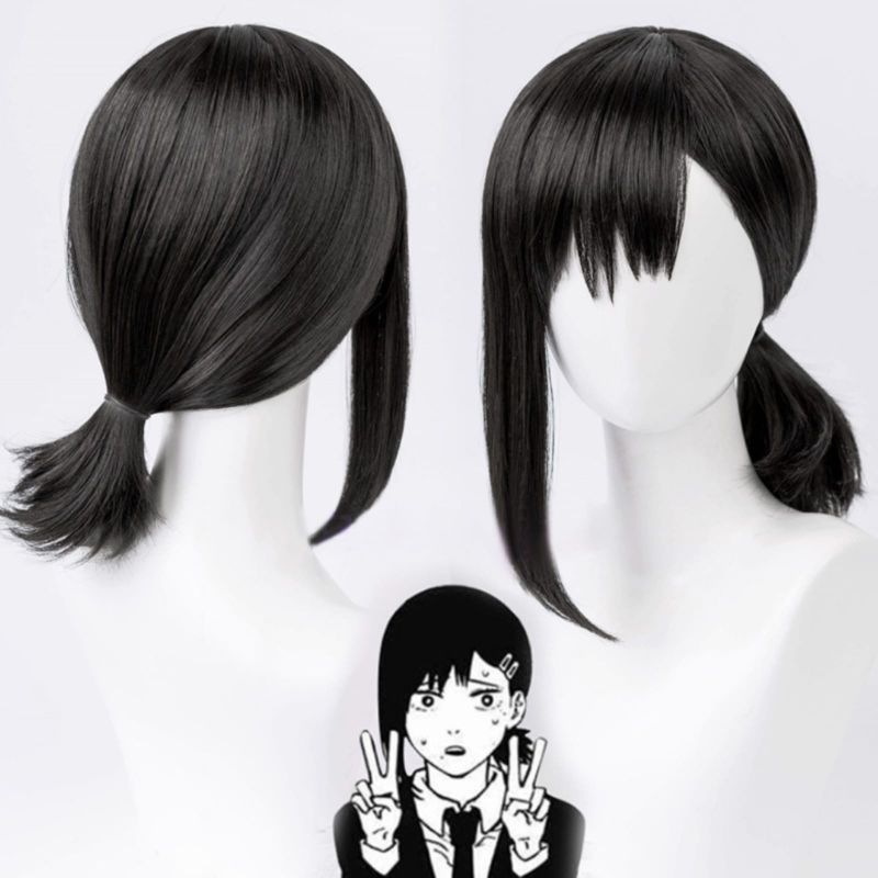 Wig Kobeni Cosplay Chainsaw Man Wig Cosplay Anime Wig Cosplay warna Hitam Natural